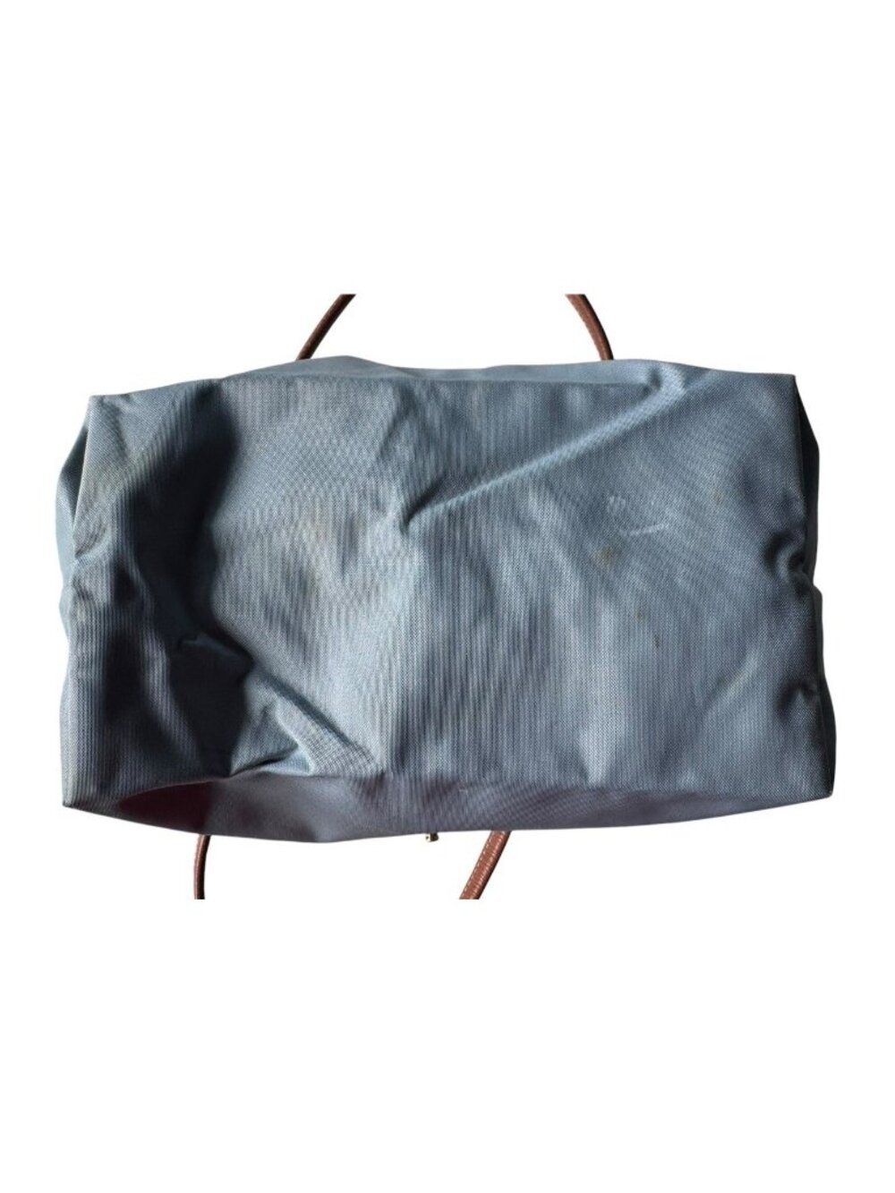 Longchamp Le Pliage Womens Tote Bag Small Light Blue Brown Leather Long Straps - Picture 9 of 16